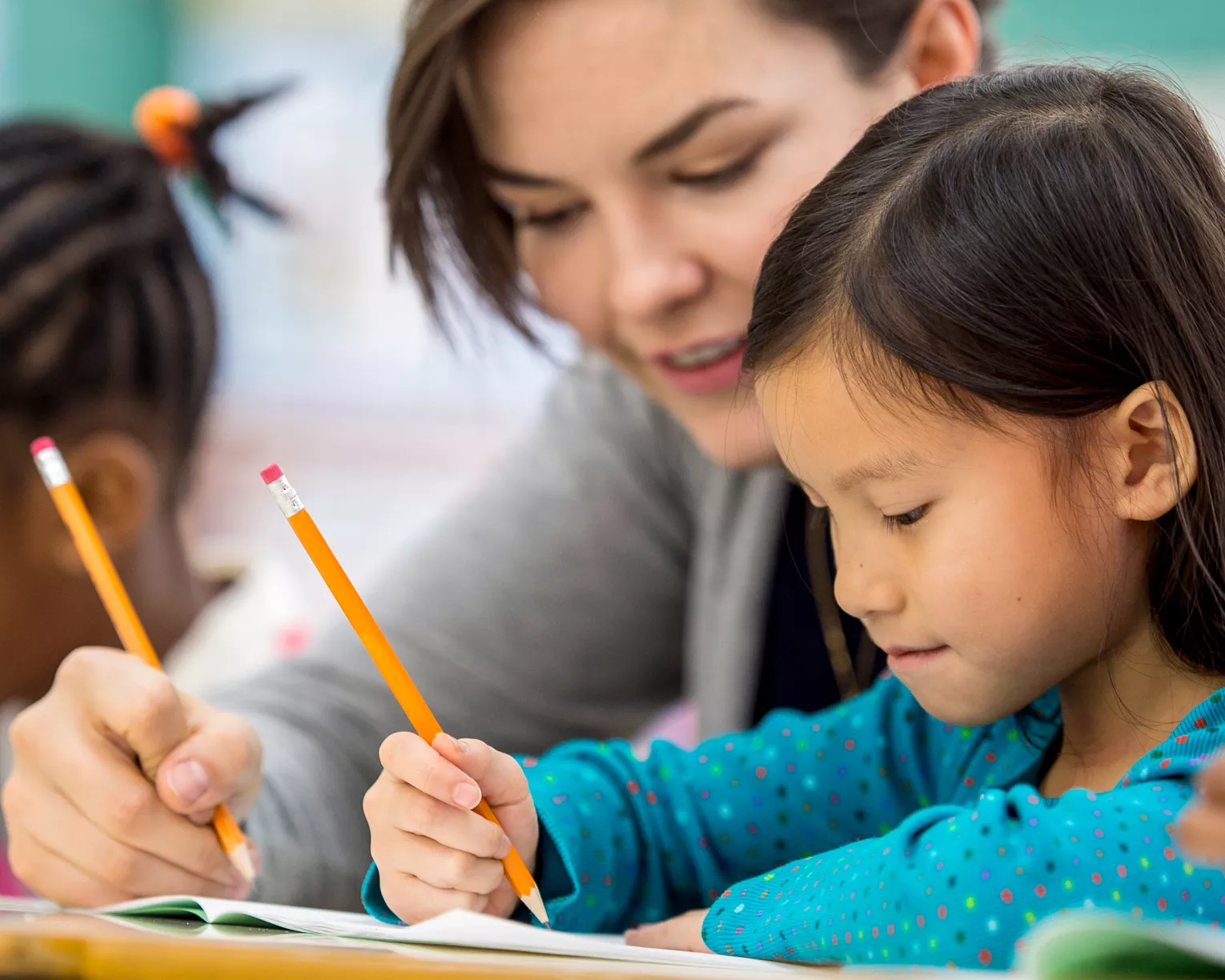 Teacher with elementary school students